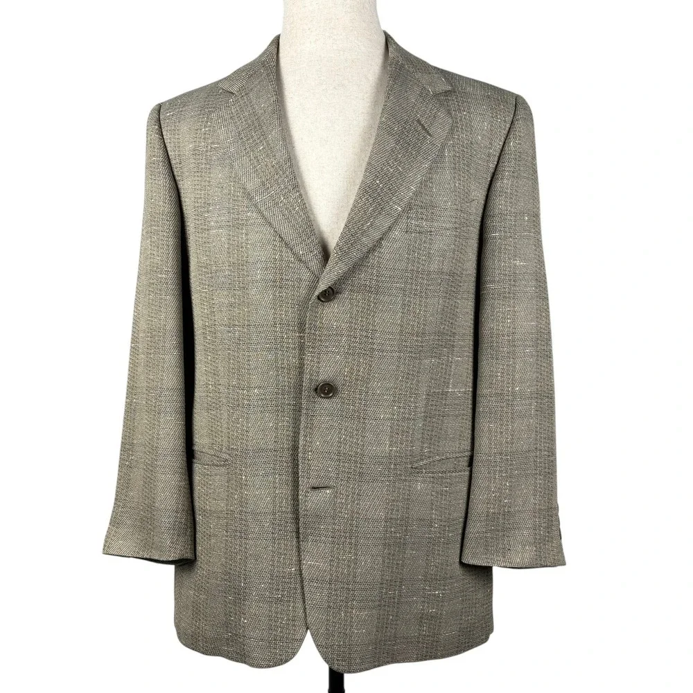 Ermenegildo Zegna Wool Silk Sport Coat Mens 40US 50IT Tan Taupe Textured Slub